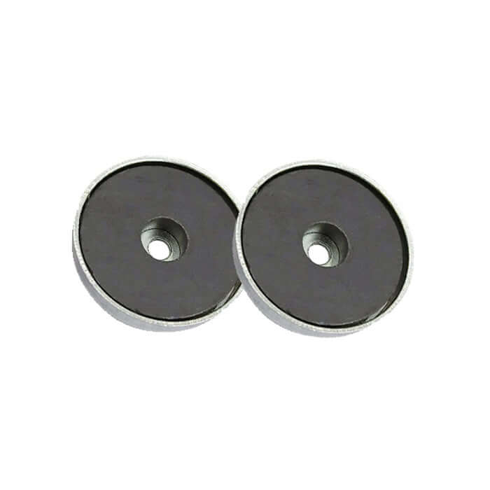 2個セットのキャップ付フェライト磁石、サイズφ32×厚み7mm、表札取り付け用のマグネット